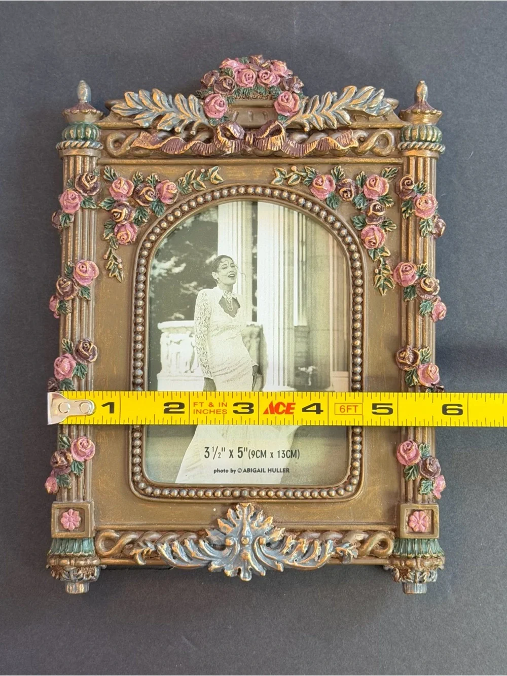 Picture frame with Rose trellis-Abigail Huller ceramic resin 3½